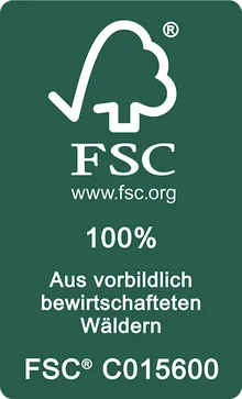 FSC®-Siegel mit Lizenzcode FSC® C015600