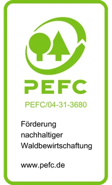 PEFC-Siegel mit Lizenznummer PEFC/04-31-3680