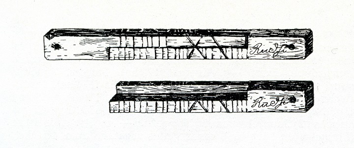 Kerbholz zugeschnitten