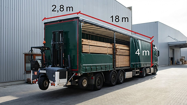 LKW für Sperrgutversand – Maße 18 m x 2,80 m x 4 m