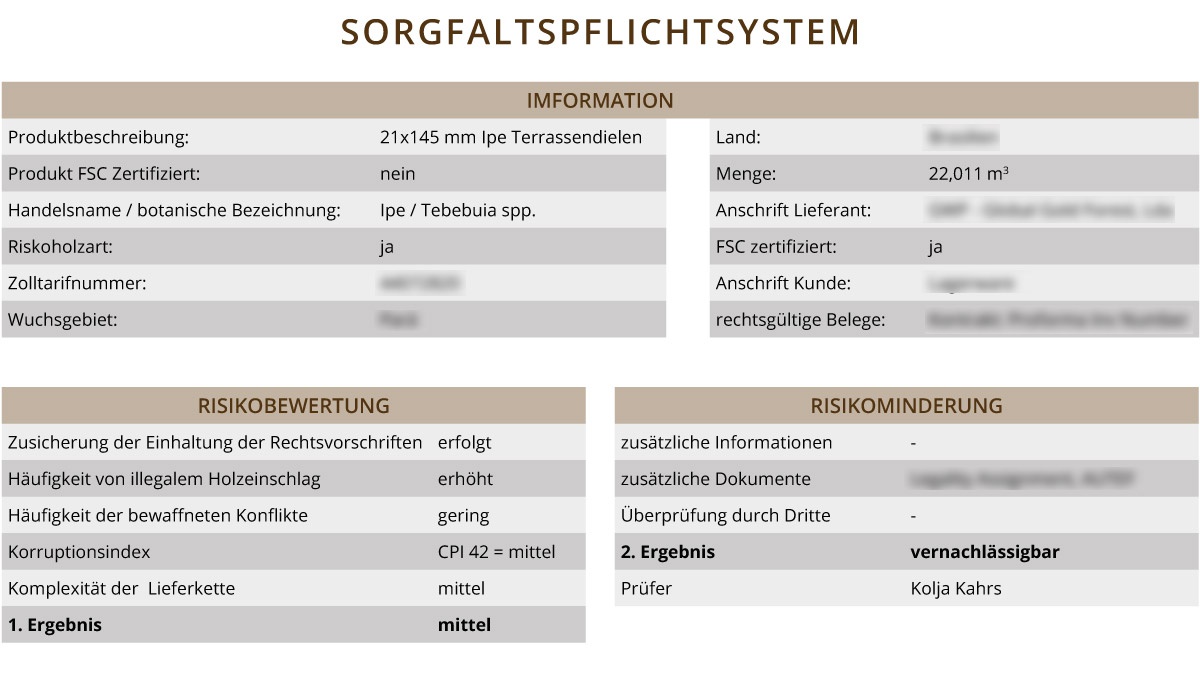 Sorgfaltspflichtsystem holzimport