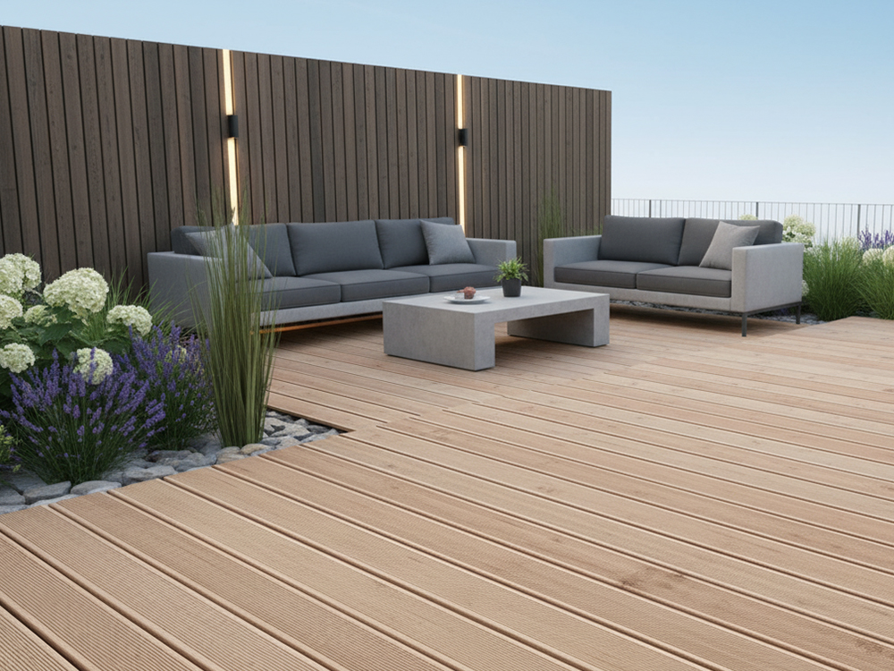 Kanadische Douglasie Terrassendielen, 27x143 mm, KD, fein/fein