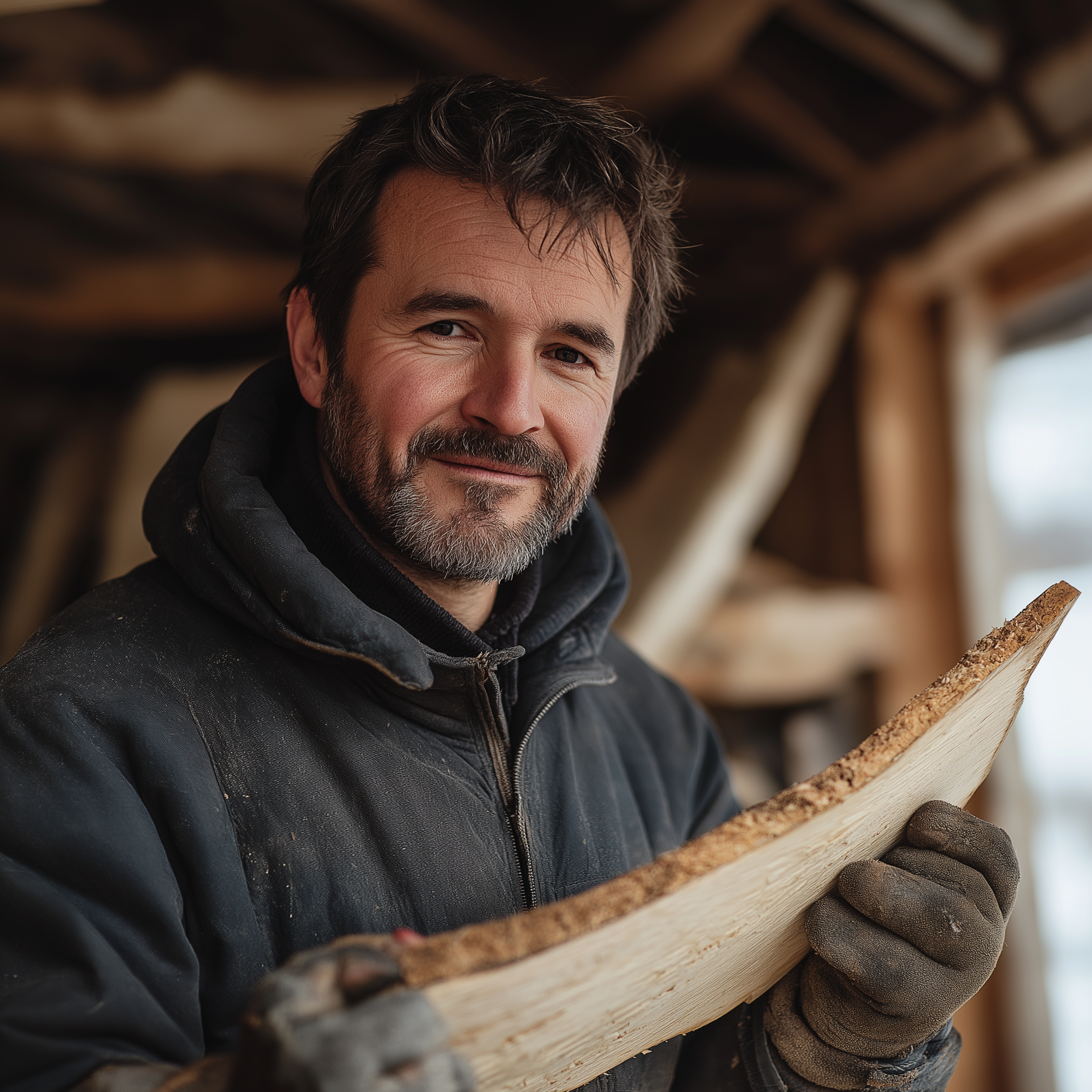 Ein Mann mit verzogenem Holz