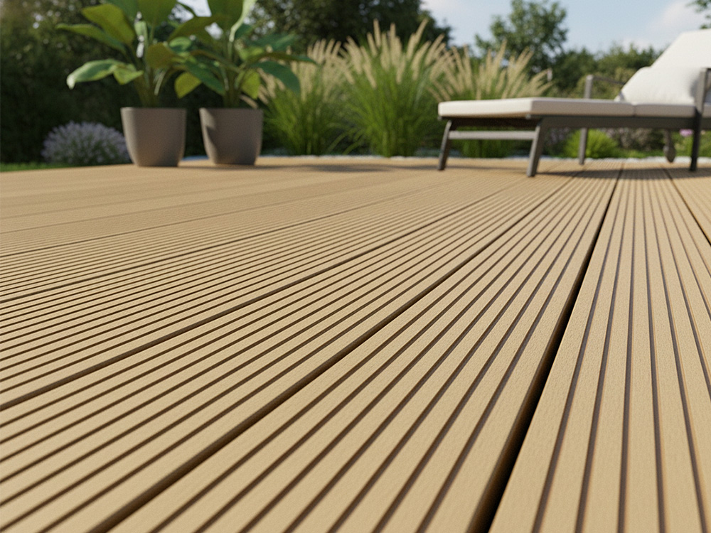 KAHRS WPC Terrassendielen, 20x140 mm, Massiv, Teak, Grob/Strukturiert