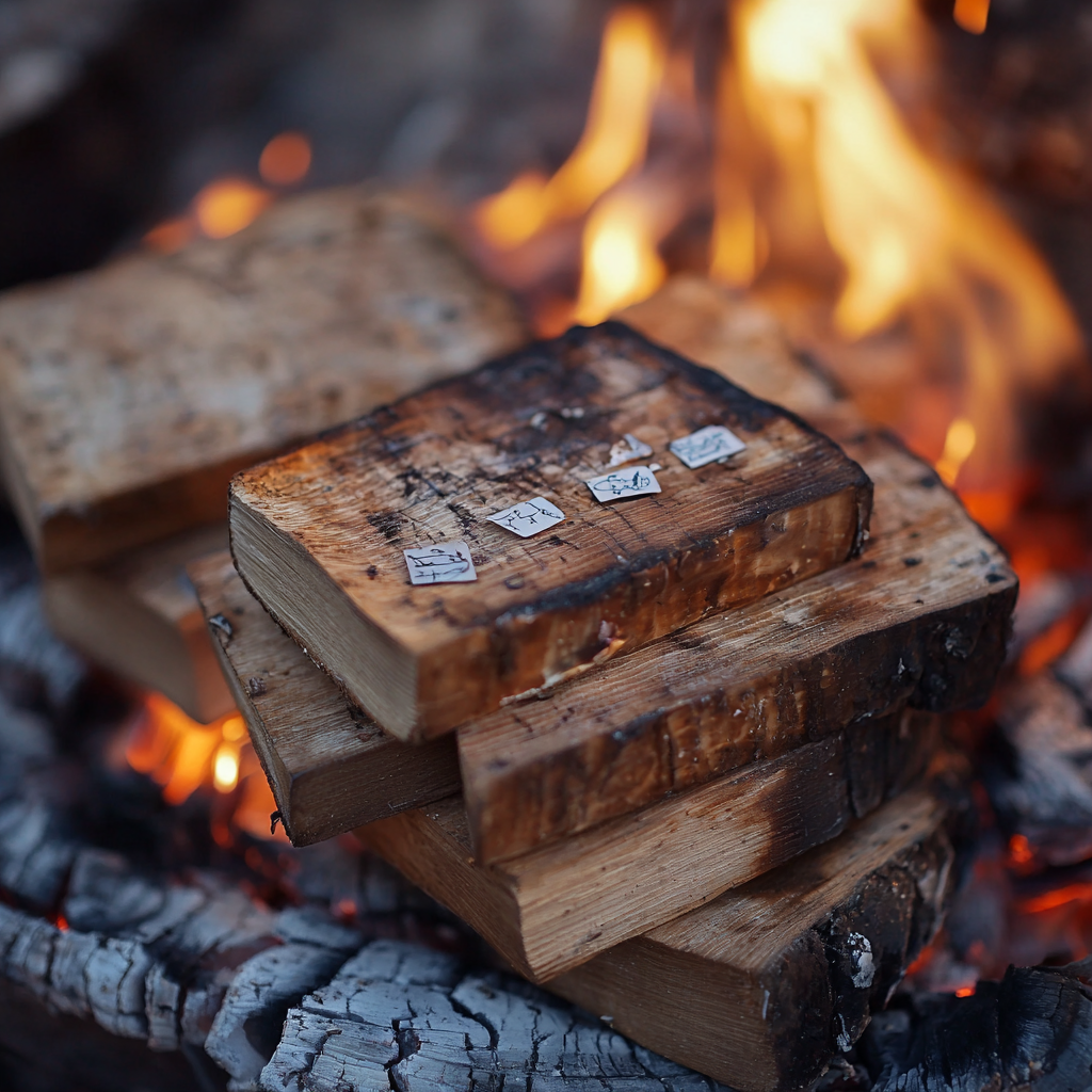 Holzscheite an Silvester verbrennen