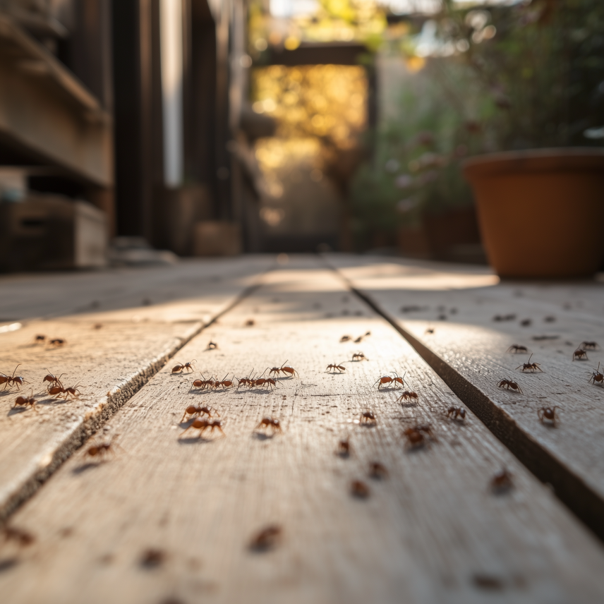 Ameisen auf einer Terrasse