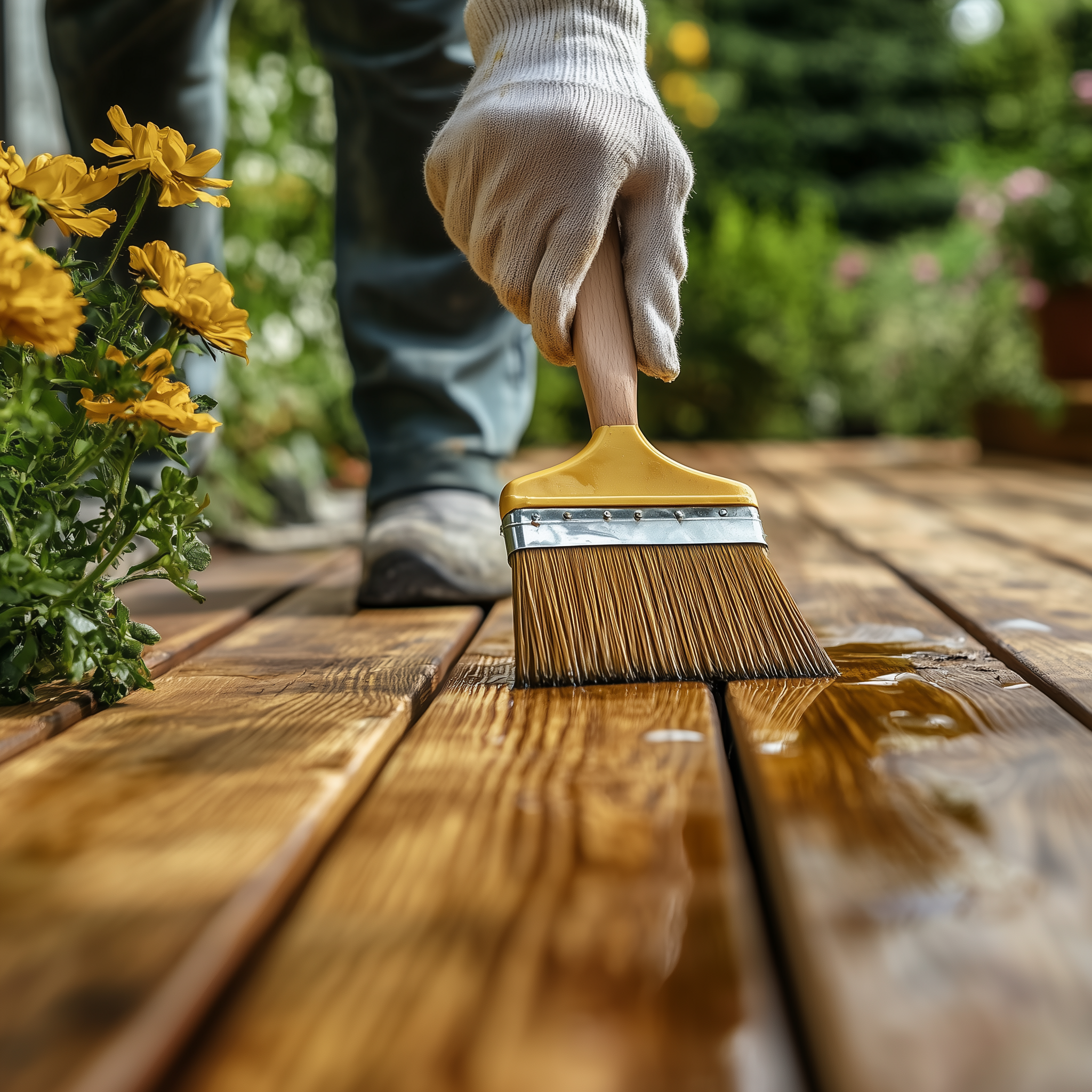 Terrasse wird geölt