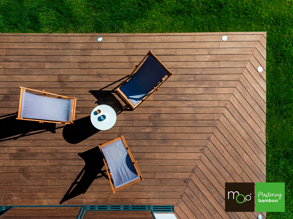 MOSO Bambus Terrassendielen, 20x155 mm, Bamboo X-treme, bombiert, gelt  mit Woca, einseitig nutzbar