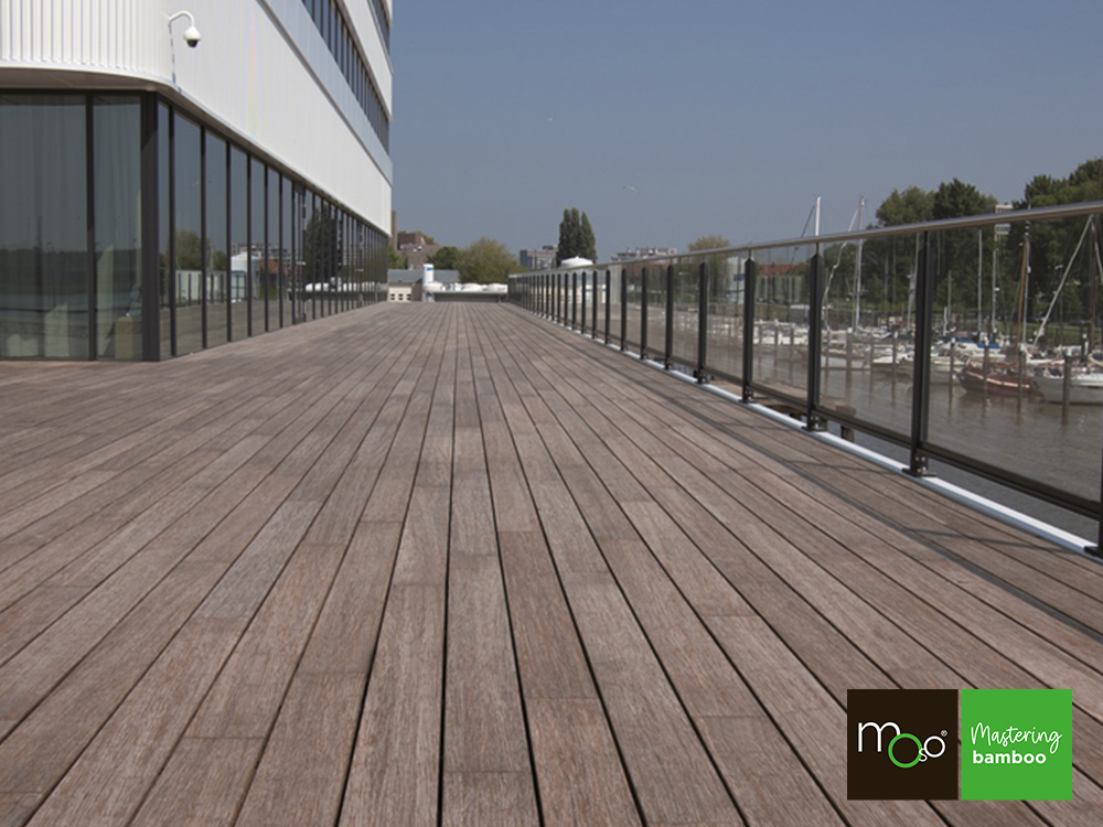 MOSO Bambus Terrassendielen, 20x178 mm, Bamboo X-treme, bombiert  gebrstet, gelt mit Woca, einseitig nutzbar