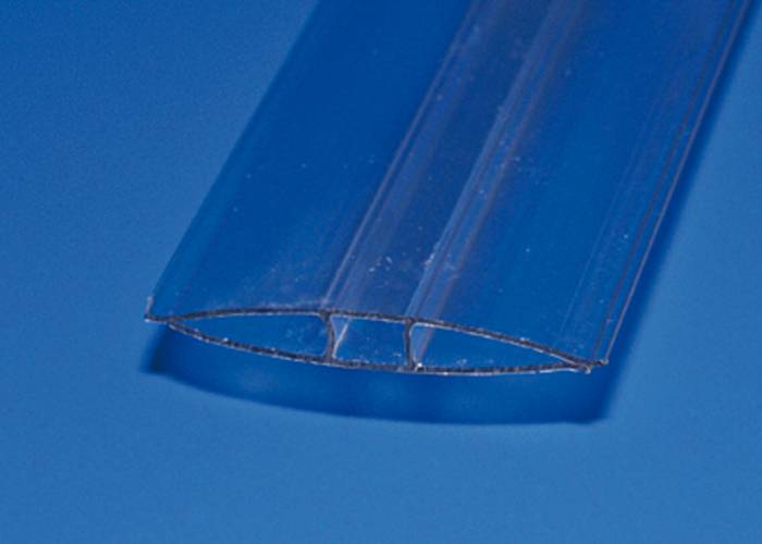 10 mm H-Profil aus PC für Stegplatten & ebenes Material, transparent, nur für Wand, Länge: 2,00 m_1
