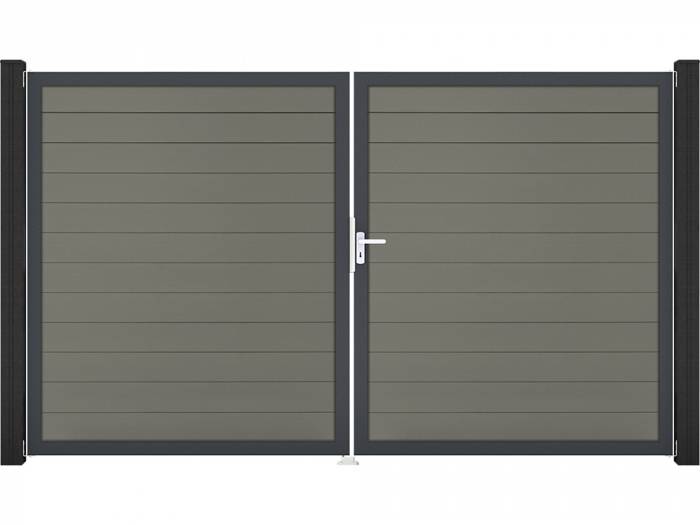 KAHRS Solid BPC-Zauntor Universal, Grau, 4x180x300 cm, 2-flügelig rechts, Alu-Rahmen DB703_10