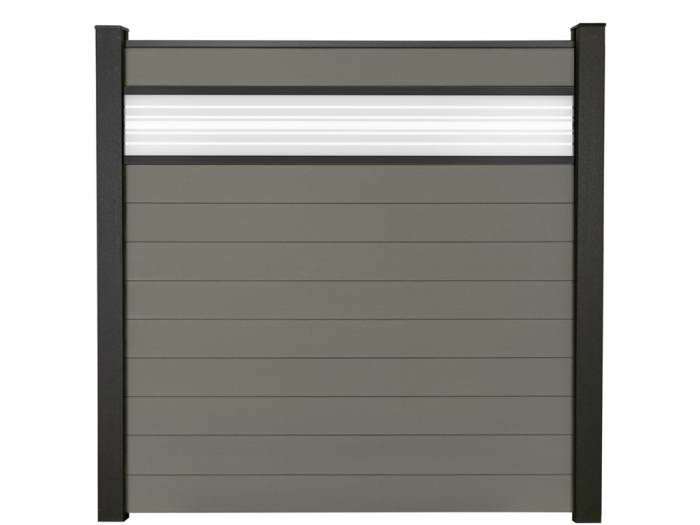 KAHRS Solid BPC-Zaunset, Grau, Glaseinsatz 30 cm, 1,9x180x180 cm, ohne Pfosten_10