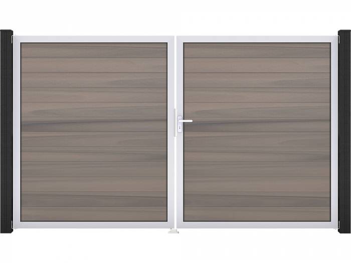 KAHRS Solid BPC-Zauntor Universal, Bi-Color, 4x180x300 cm, 2-flügelig rechts, Alu-Rahmen EV1_10