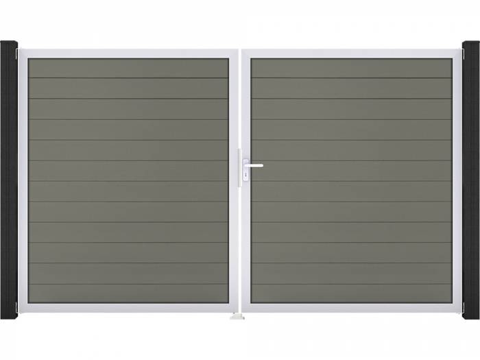 KAHRS Solid BPC-Zauntor Universal, Grau, 4x180x300 cm, 2-flügelig links, Alu-Rahmen EV1_10