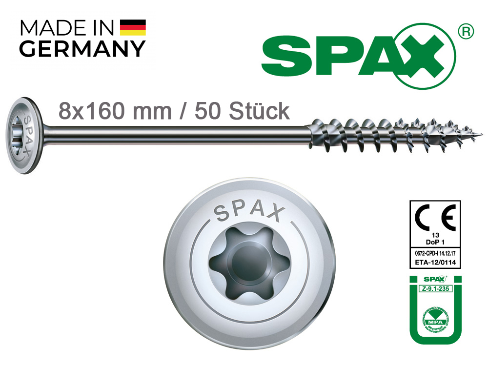 8,0x160 mm SPAX Tellerkopfschrauben - 00084316