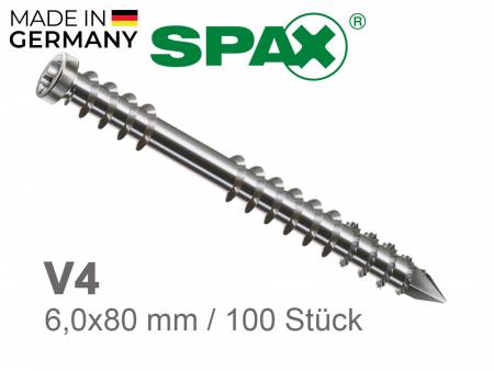 6X80 mm Spax Terrassenschrauben A4 HKB, 100 Stück/ Paket_1