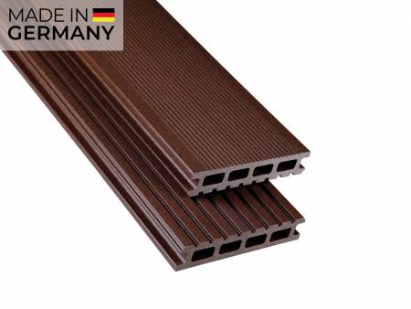 26x145 mm Kovalex® Standard WPC-Terrassendiele, schokoladenbraun, mattiert, Hohlkammerprofil Längen:1,00 bis 6,00m, Profil: grob/fein_1