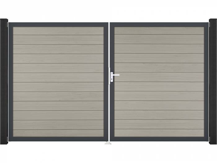 KAHRS Solid BPC-Zauntor Universal, Bi-Color Sand, 4x180x300 cm, 2-flügelig rechts, Alu-Rahmen DB703_10