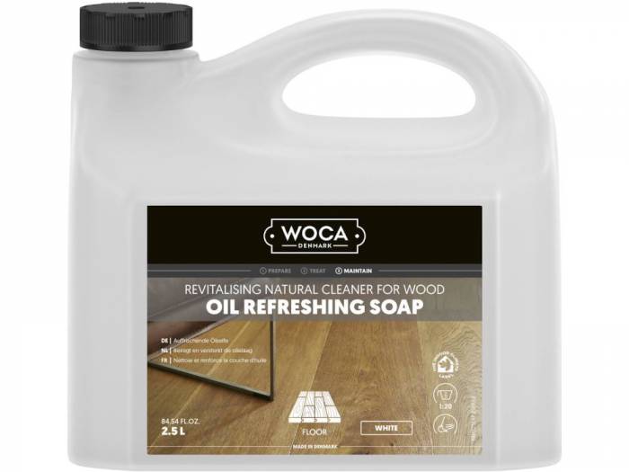 WOCA Öl-Refresher weiß, 2,5 L, zur regelmäßigen Reinigung von weiß geölten Holzoberflächen_1
