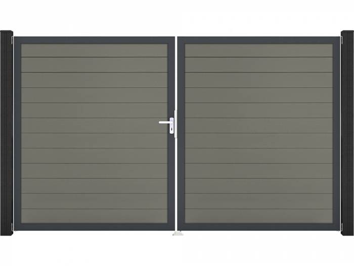 KAHRS Solid BPC-Zauntor Universal, Grau, 4x180x300 cm, 2-flügelig links, Alu-Rahmen DB703_10