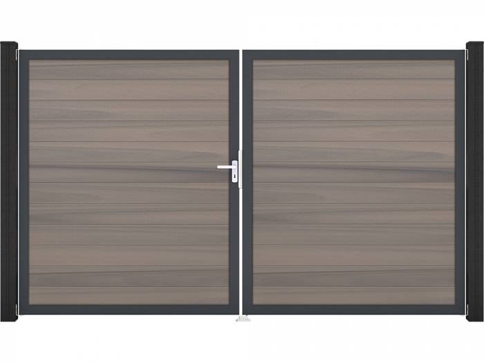 KAHRS Solid BPC-Zauntor Universal, Bi-Color, 4x180x300 cm, 2-flügelig links, Alu-Rahmen DB703_10