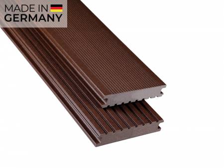 26x145 mm Kovalex® Standard WPC-Terrassendiele, schokoladenbraun, mattiert, Vollprofil Längen:1,00 bis 6,00m, Profil: grob/fein_1