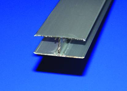 Hochwertiges Alu-H-Profil für 16 mm Hohlkammerpaneele, für Paneelverb. in der Wand, silber eloxiert_1