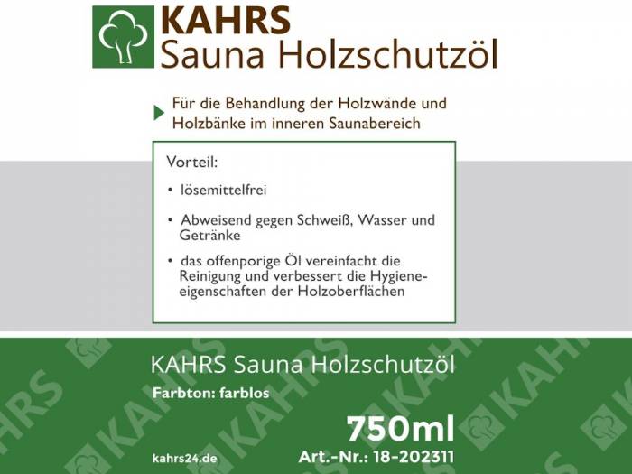 KAHRS Sauna-Holzschutzöl, 0,75 Liter/ VE, farblos, besonders geeignet für Saunaholz_1