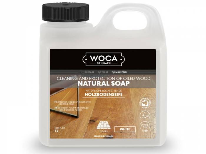 WOCA Holzbodenseife weiß 1,0 L zur Pflege von naturgeölten Oberflächen mit Weiß-Pigmenten_1