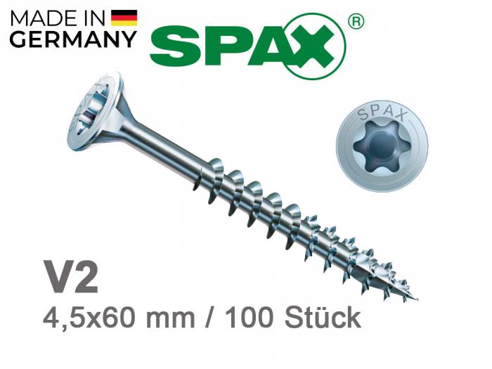 4,5x60 mm SPAX Universalschrauben, A2, mit Senkkopf, T-Star plus, 100 Stück_1