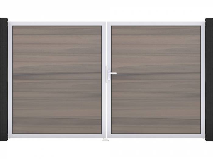 KAHRS Solid BPC-Zauntor Universal, Bi-Color, 4x180x300 cm, 2-flügelig links, Alu-Rahmen EV1_10