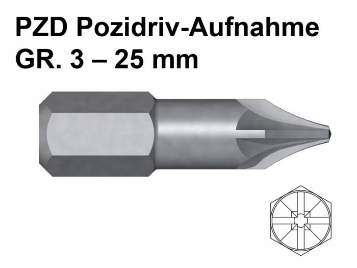 Kahrs Bit - PZD Pozidriv-Aufnahme GR. 3 - 25 mm_1
