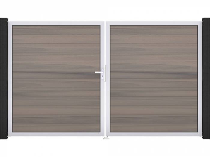 KAHRS Solid BPC-Zauntor Universal, Bi-Color Sand, 4x180x300 cm, 2-flügelig links, Alu-Rahmen EV1_10