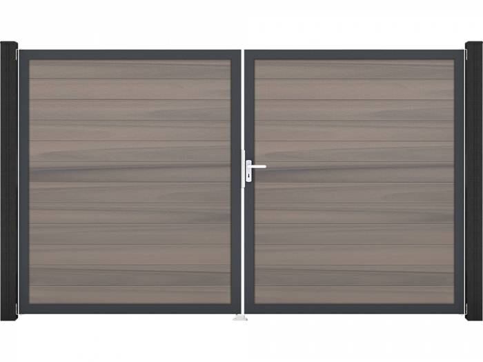 KAHRS Solid BPC-Zauntor Universal, Bi-Color, 4x180x300 cm, 2-flügelig rechts, Alu-Rahmen DB703_10