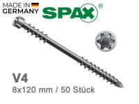 8,0x120 mm SPAX Weg und Stegschraube, A4 mit Zylinderkopf, T-Star plus, 50 Stück_1