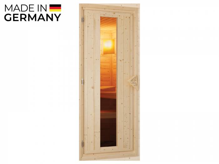 KARIBU Saunatür Variante 1, Holztür mit Isolierglas, links / rechts verwendbar Durchgang 640 x 1730 mm, Rahmen 68 mm_1