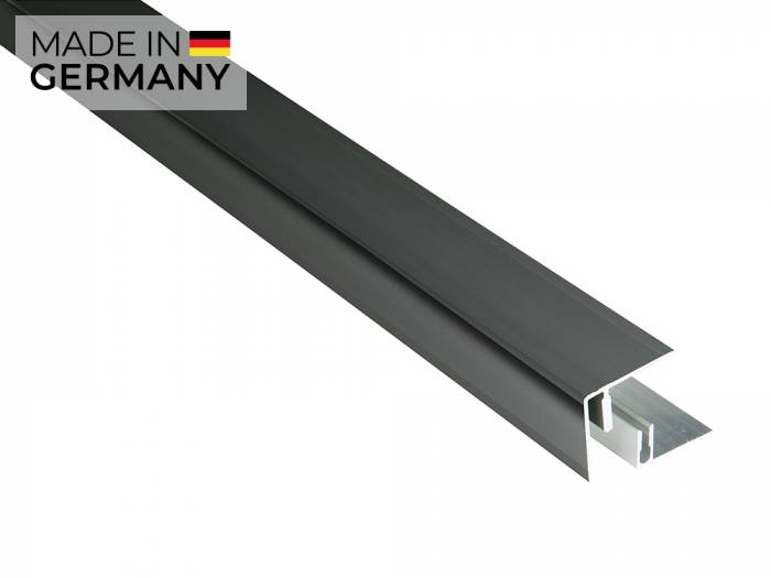 Kovalex® Seitenabschluss Alu als Set, 41x45 mm, anthrazit, 2,50m lang, für 20/26 mm WPC-Dielen, inkl. Alu-Befestigungsprofil, kompatibel mit 12x63 mm Alu-UK_1