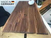 Tischplatte ami. Nussbaum natur, 40 mm, roh (16) mit Naturbaumkante, lamellenverleimt Oberfläche vorgeschliffen und unbehandelt_1