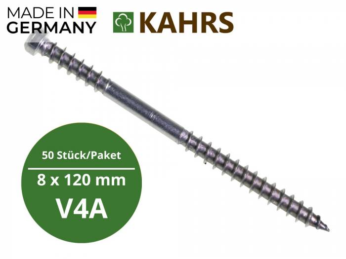 KAHRS Stegschraube 8,0x120mm, V4A, T40, 50 Stück/Pack inkl. Bit_1